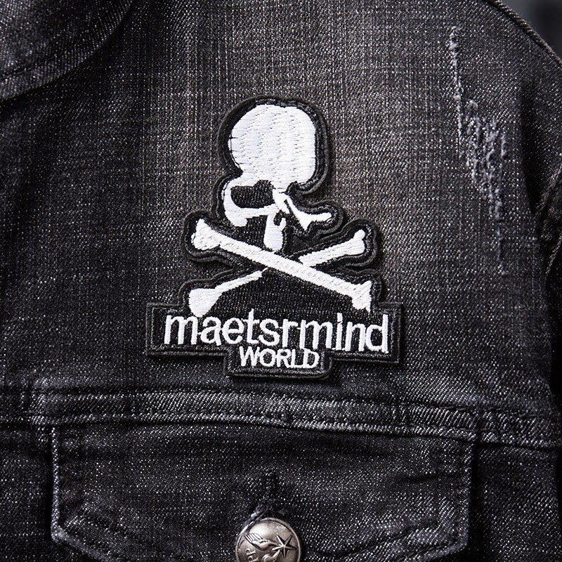 Men Autumn Slim Skull Punk Black Embroidery Denim Jacket Male Personality Street Hip Hop Plus Size Jean Jacket