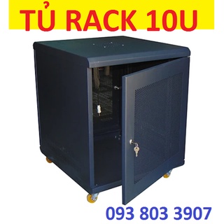 Tủ rack 10u sâu 500 cửa lưới màu đen - 19 inch - tủ rack 10u, 6u, 42u, 12u đại lý - tháng 5/2024