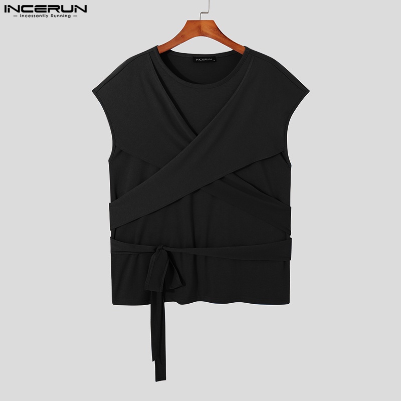 INCERUN Áo Thun Sát Nách Hoạ Tiết Dân Tộc Cho Nam Giới Size S-5XL