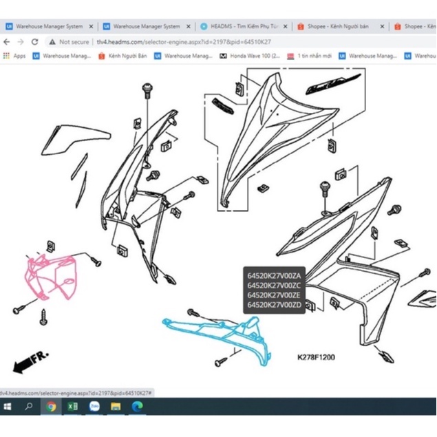 GỌNG ĐÈN AB 2013 > 2015 ZIN HONDA