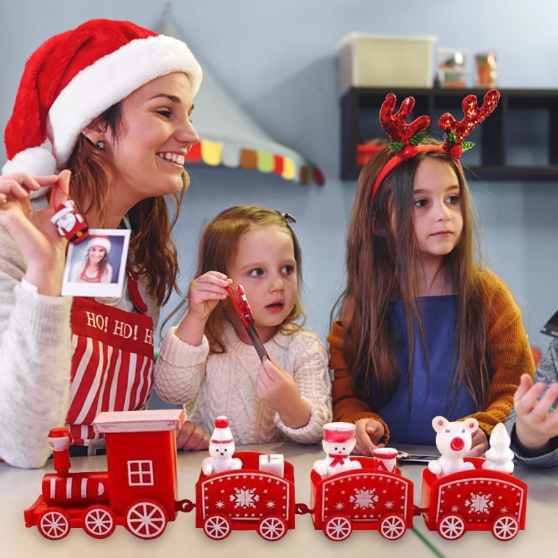 Mô Hình Tàu Lửa Mini Bằng Nhựa Dùng Trang Trí Giáng Sinh