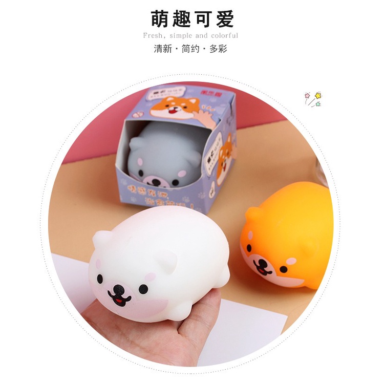 Squishy Mochi hình CHÓ SHIBA 3 màu đồ chơi bóp tay mềm mịn dễ thương chân thực giảm stress co dãn đàn hồi ngộ