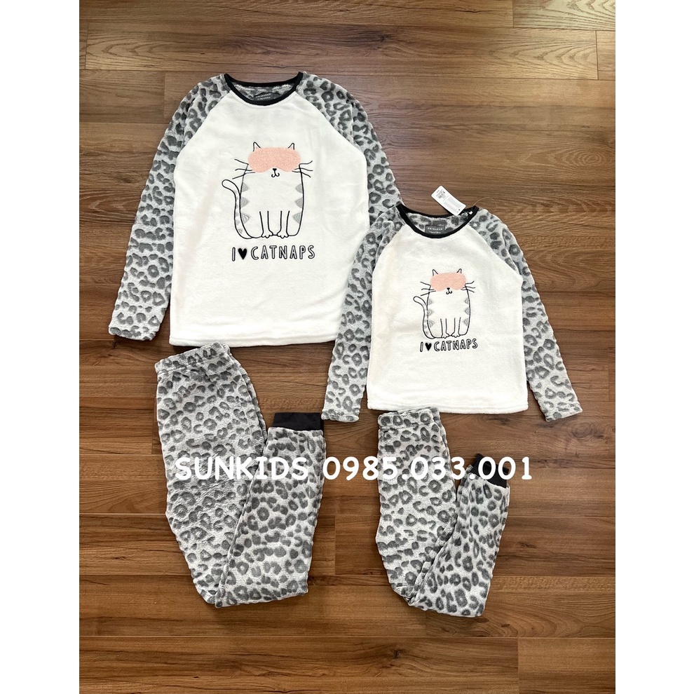 Bộ nỉ băng lông mèo trắng (mẹ và bé)