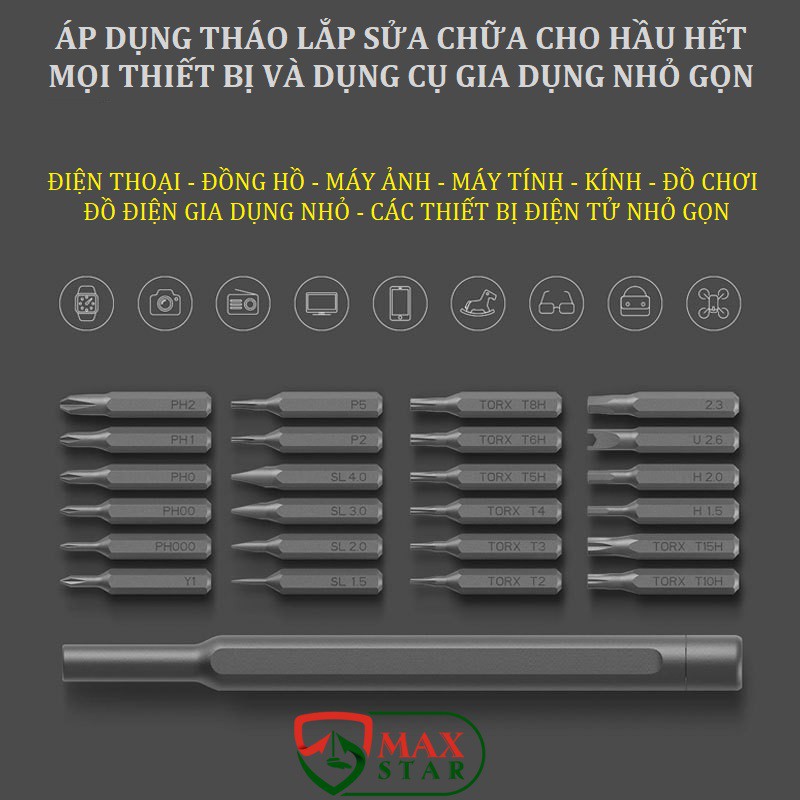 Bộ tô vít đa năng mini 24 đầu cao cấp siêu bền Tô vít sửa điện thoại Tô vít điện ✅