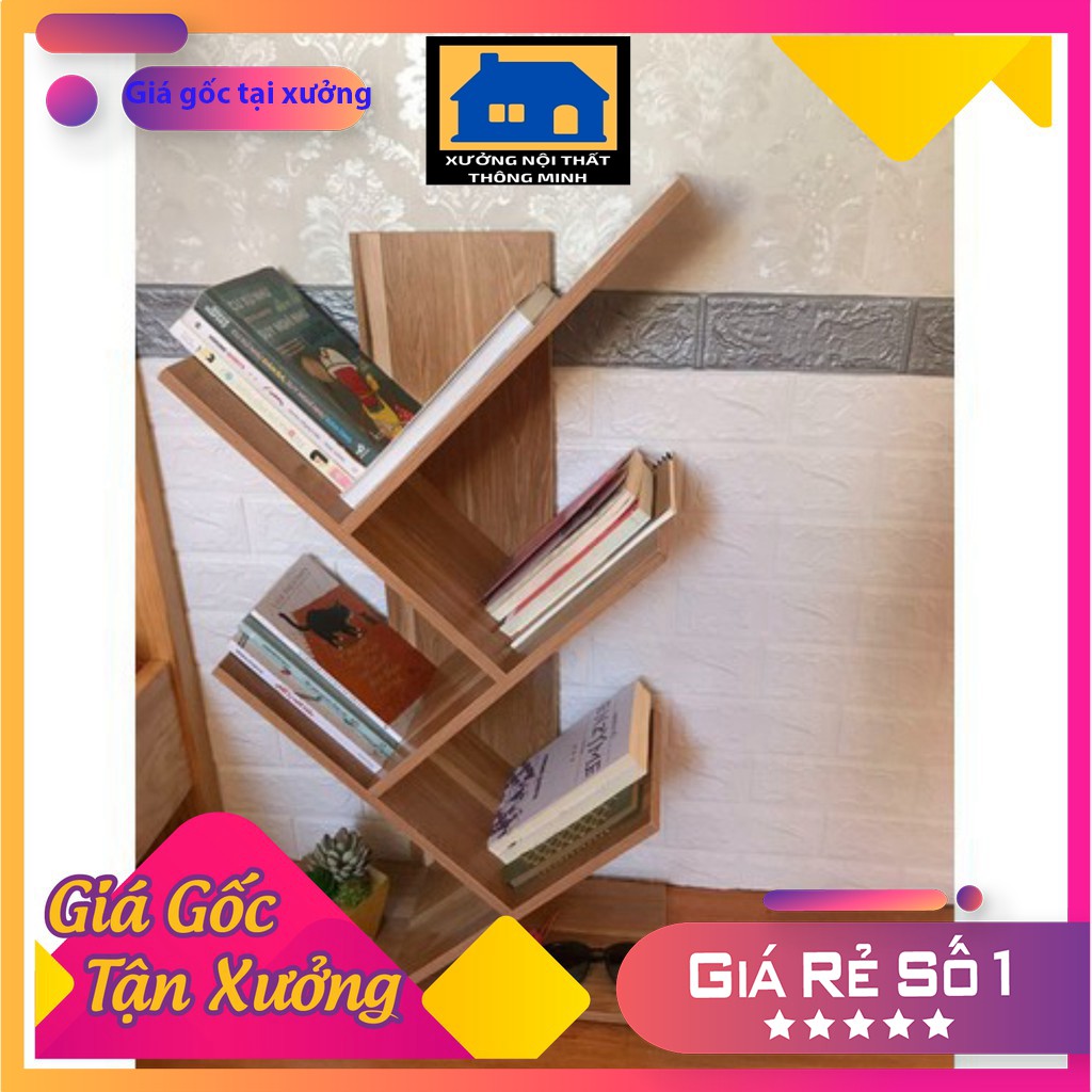 Giá sách, kệ sách xương cá 5 tầng, mặt gỗ MDF chống xước, dễ dàng lắp ráp☀️FREESHIP - RẺ VÔ ĐỊCH☀️