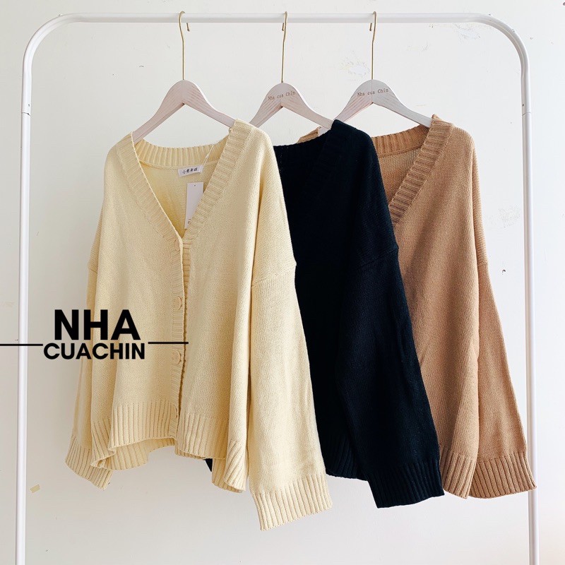 Áo len cardigan cúc dọc trơn