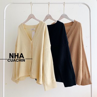 Áo len cardigan cúc dọc trơn