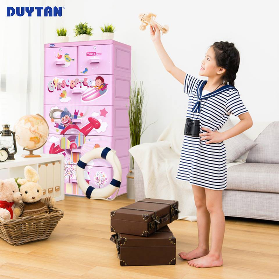 Tủ nhựa Mina L Duy Tân 5 Ngăn cao 1,3m rộng 70cm-  Tặng 1 tủ mini 5n -GIAO NHANH 2H