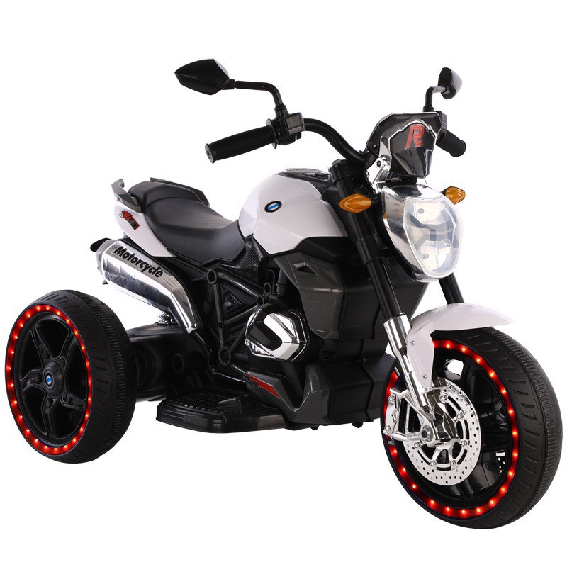 Xe máy điện moto 3 bánh Motorcycle 1280 đồ chơi đạp ga (Đỏ-Trắng-Xanh-Vàng)