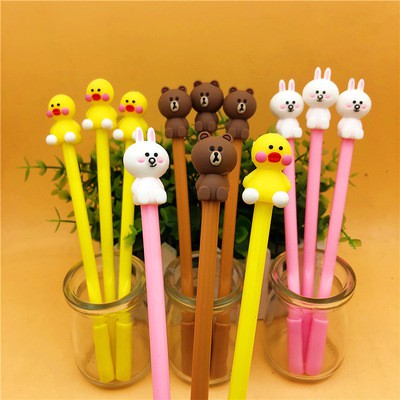 D46 bút gấu brown thỏ cony vịt lalafanfan nguyên con bút dễ thương viết gel