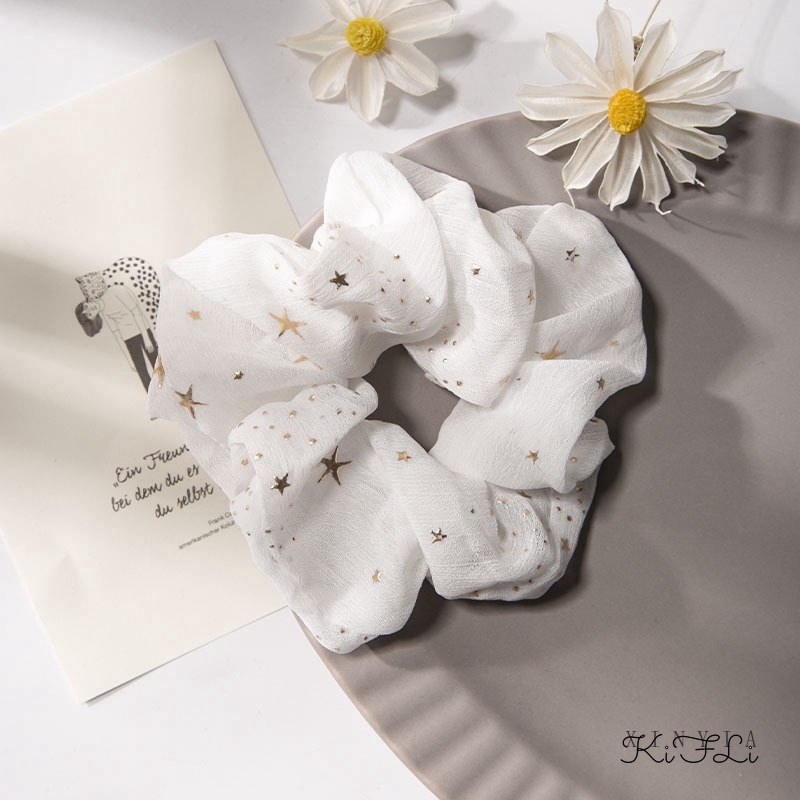 Dây Cột Tóc Cỡ Lớn Họa Tiết Ngôi Sao Phong Cách retro