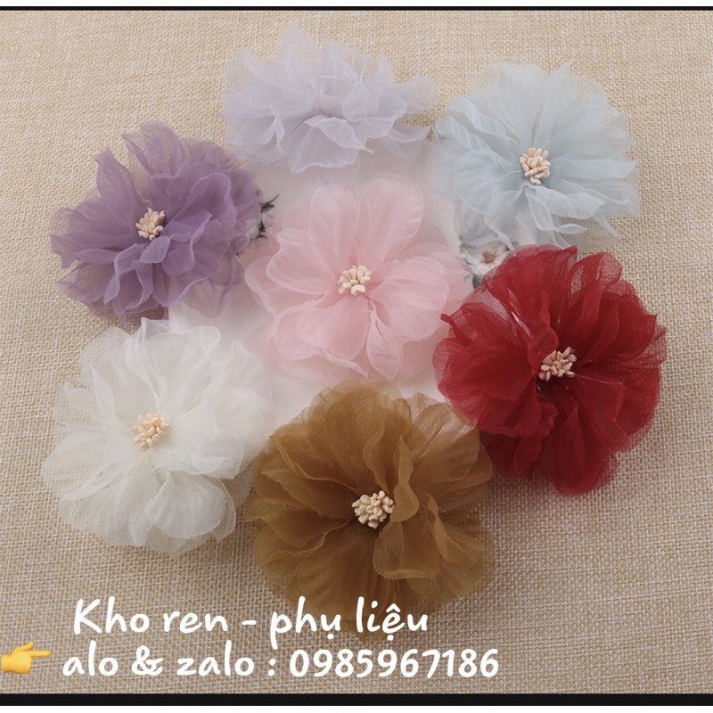 Hoa voan đính váy áo bản 8cm ( 10 bông / 1 túi)