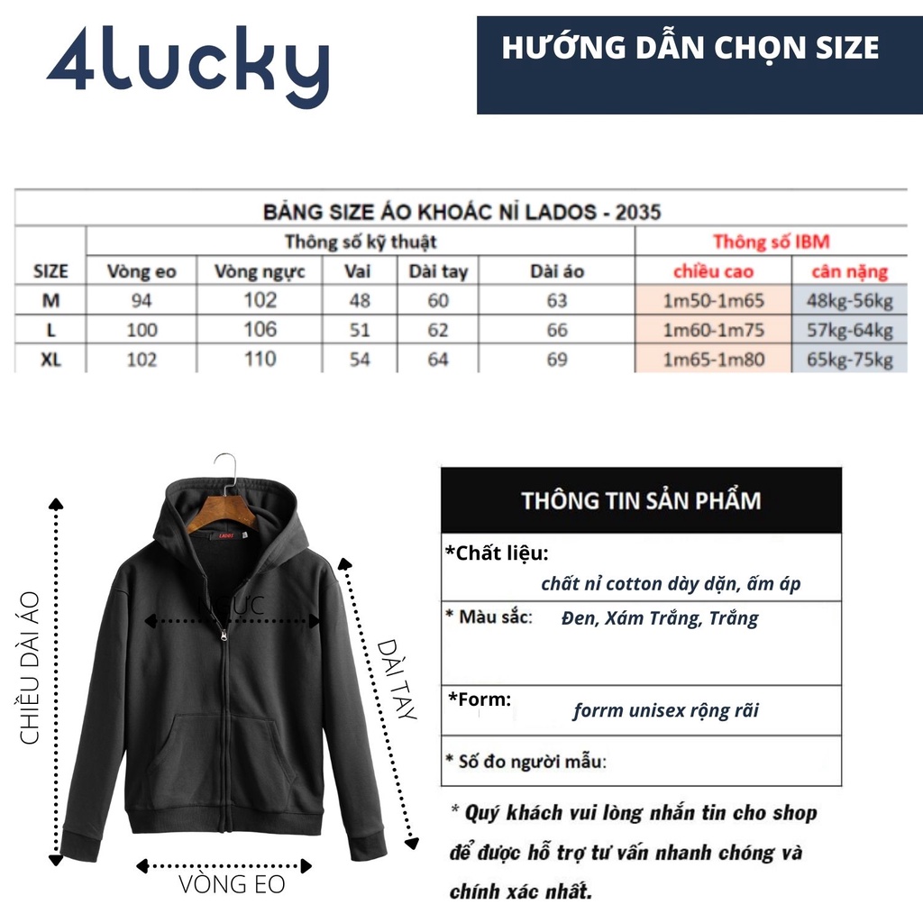 Áo Khoác Nỉ Form Rộng Chống Nắng Có Nón 4lucky 2035 - Kiểu dáng rộng vừa thoải mái khi mặc, phù hợp cả nam nữ