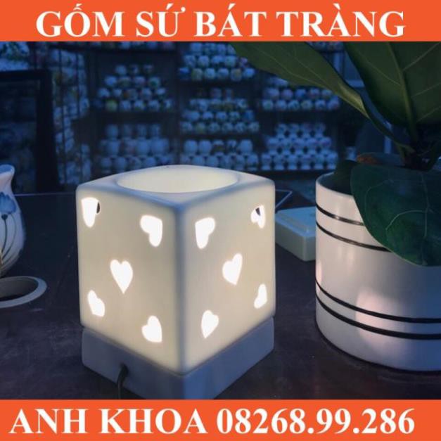 Đèn xông tinh dầu mẫu vuông - Gốm sứ Bát Tràng Anh Khoa