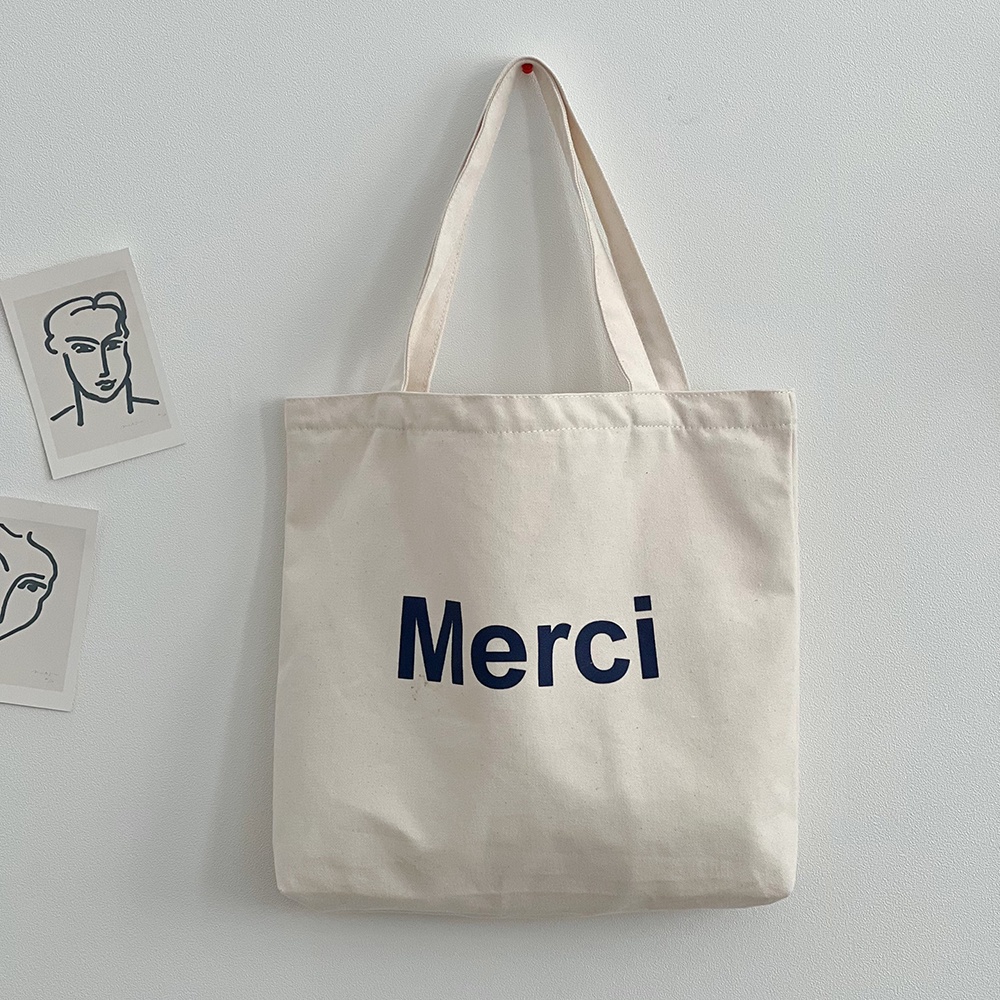 Túi tote đi học nữ vải Canvas hàn quốc giá rẻ in hình Merci AH1601