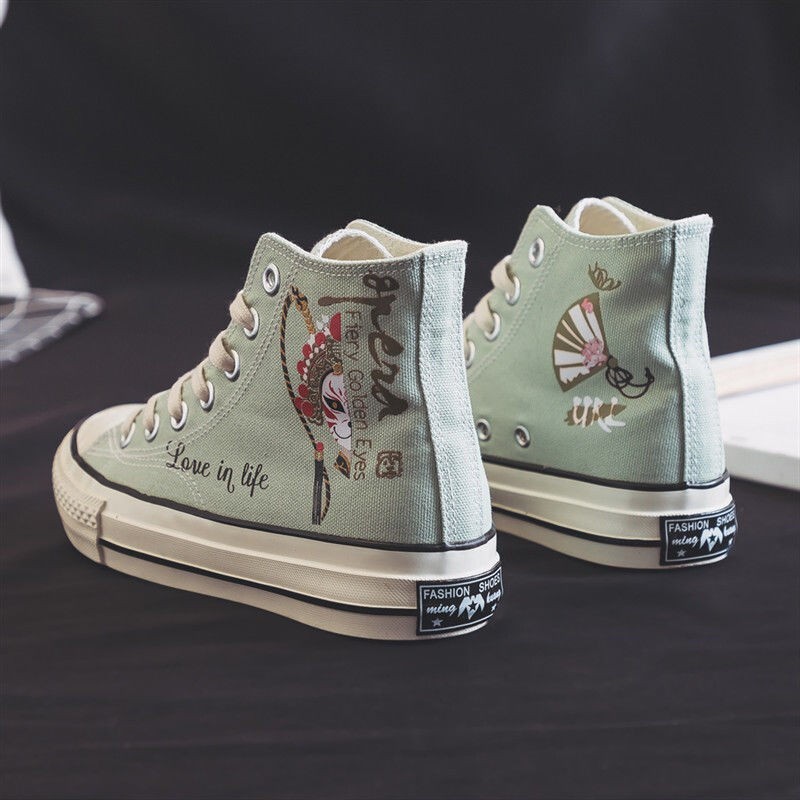 Giày Vải Canvas Cổ Cao In Họa Tiết Graffiti Kiểu Retro Thời Trang Mùa Thu 2020 Cho Học Sinh | BigBuy360 - bigbuy360.vn