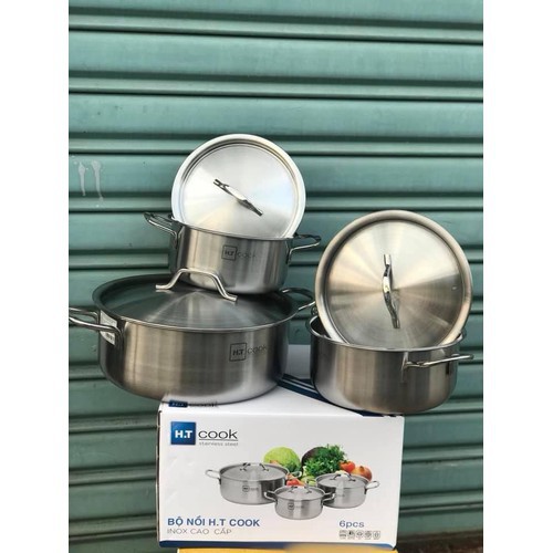 BỘ 3 NỒI HT COOK, SKY START INOX 430 CAO CẤP