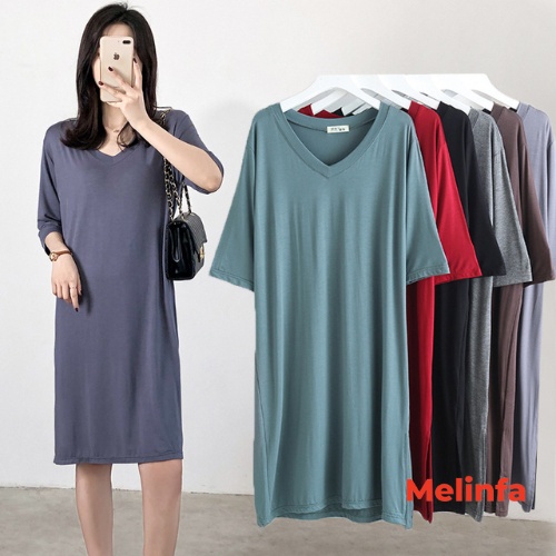 Váy đầm nữ tay lửng vải Modal  mềm mại thoáng mát dáng suông mã VAV0303