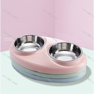 BÁT ĂN CHÓ MÈO BẰNG NHỰA, KÈM CHÉN INOX -  KHAY ĐỰNG THỨC ĂN THÚ CƯNG