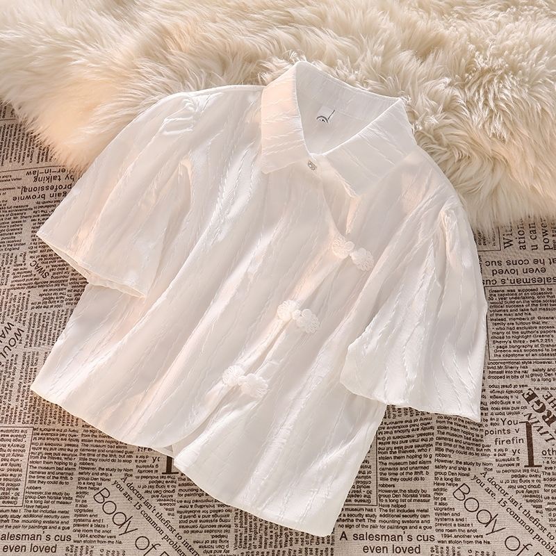 Áo Sơ Mi Ngắn Tay Có Cổ Phối Nút Thời Trang Mùa Hè Mới Dành Cho Nữ