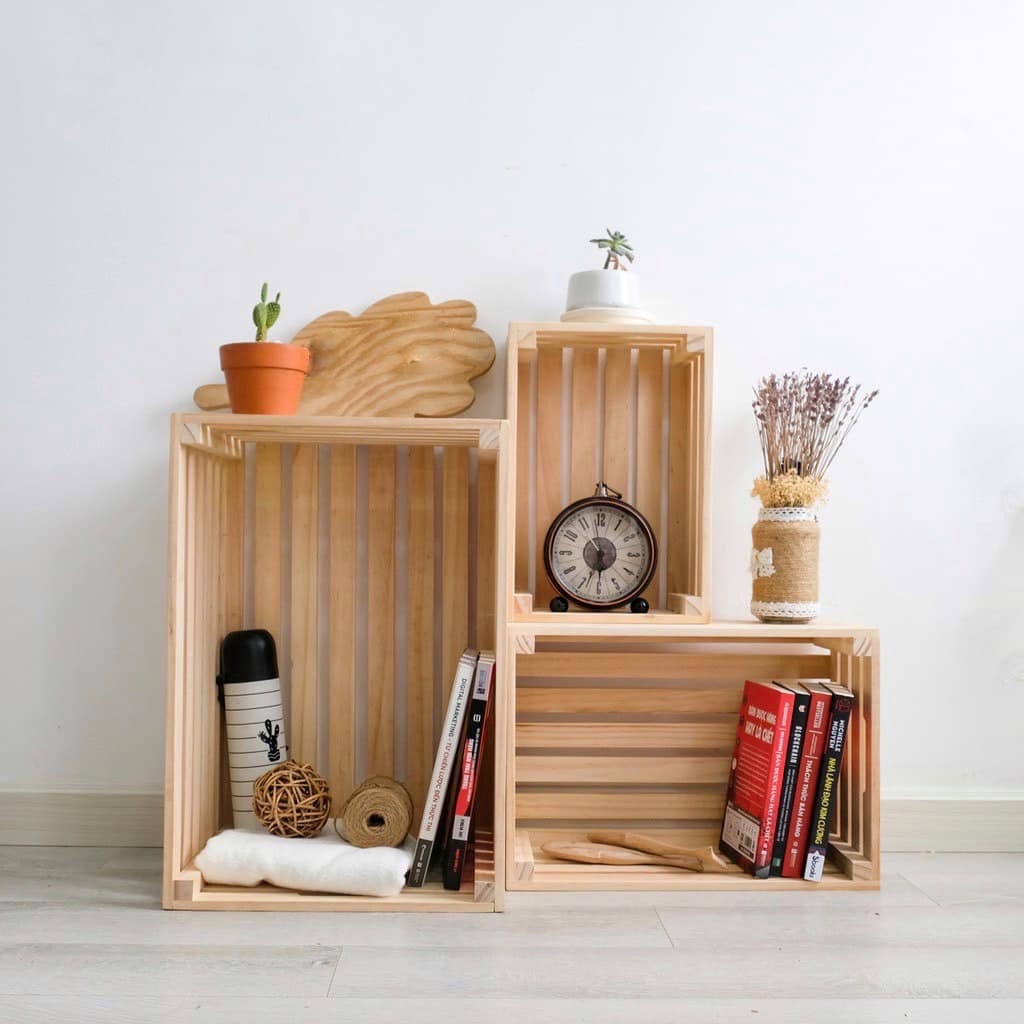 Thùng gỗ pallet trang trí đựng đồ đóng hàng đựng trái cây