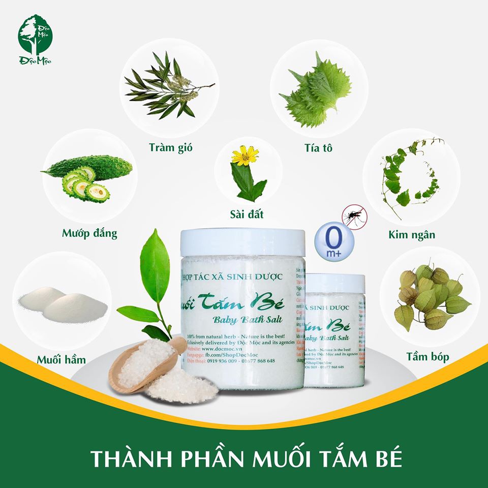 Muối tắm bé Độc Mộc - Trị rôm sảy, chàm sữa, hăm da 💥 MUA 2 HŨ CHỈ CÒN 399K 💥 Sản phẩm thay sữa tắm, dầu gội