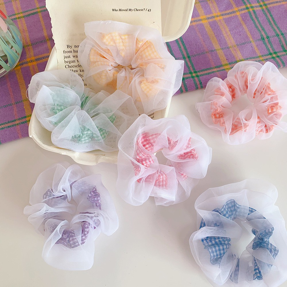 [Phụ Kiện Tiệm nhà Bee] Dây Buộc Tóc Scrunchies 2 lớp Nữ Tính Thời Trang Phong Cách Hàn Quốc Ngọt Ngào Dễ Thương