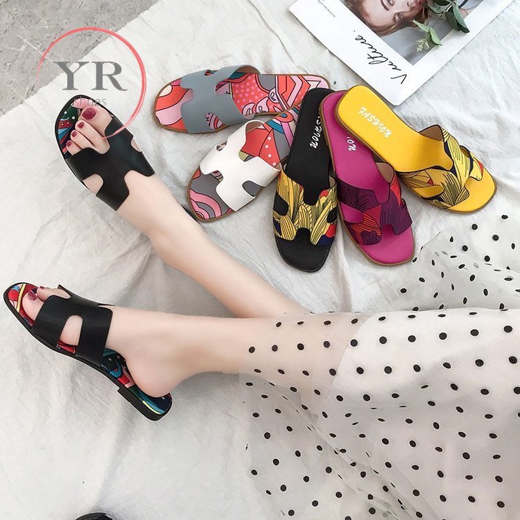 Dép Sandal Đế Bằng Hình Chữ H Thời Trang Cổ Điển Cho Nữ