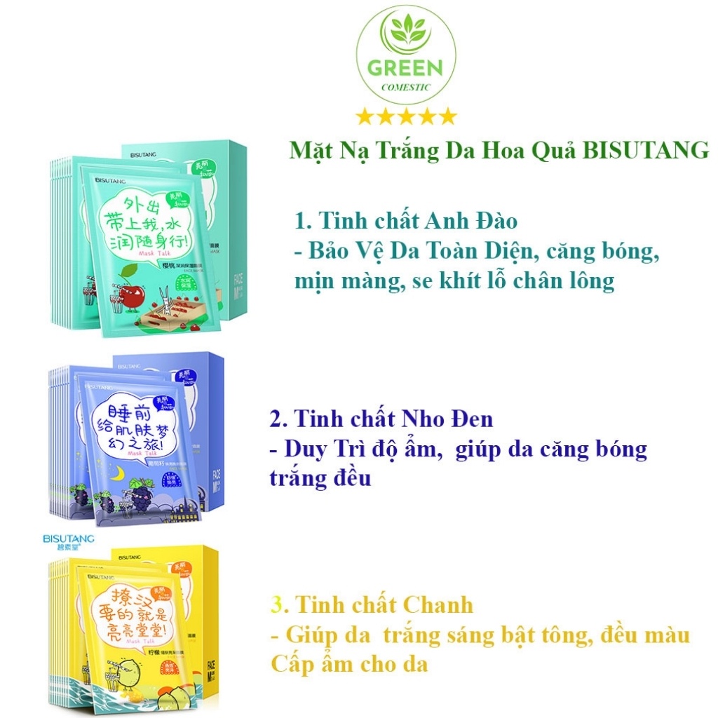 Mặt Nạ Dưỡng Da Hoa Quả Bisutang – Mặt Nạ Dưỡng Da Trắng Sáng Se Khít Lỗ Chân Lông Nội Địa Trung  - Green Comestic