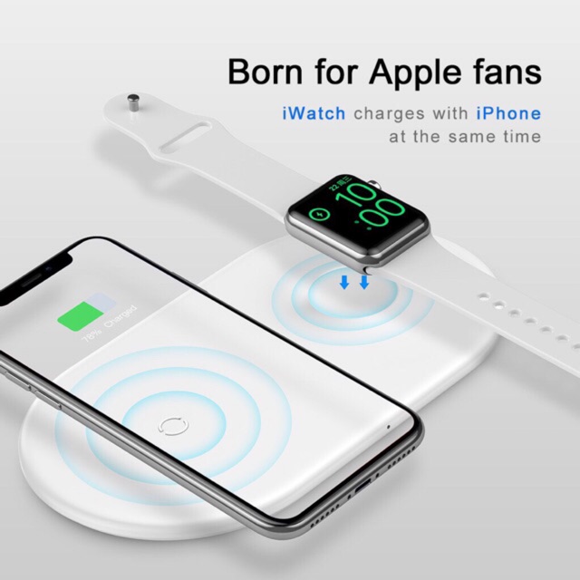 Đế sạc nhanh không dây 2 trong 1 Baseus Dual Smart Wireless Charging Pillow dùng cho Smartphone và Apple Watch (10W, Wir