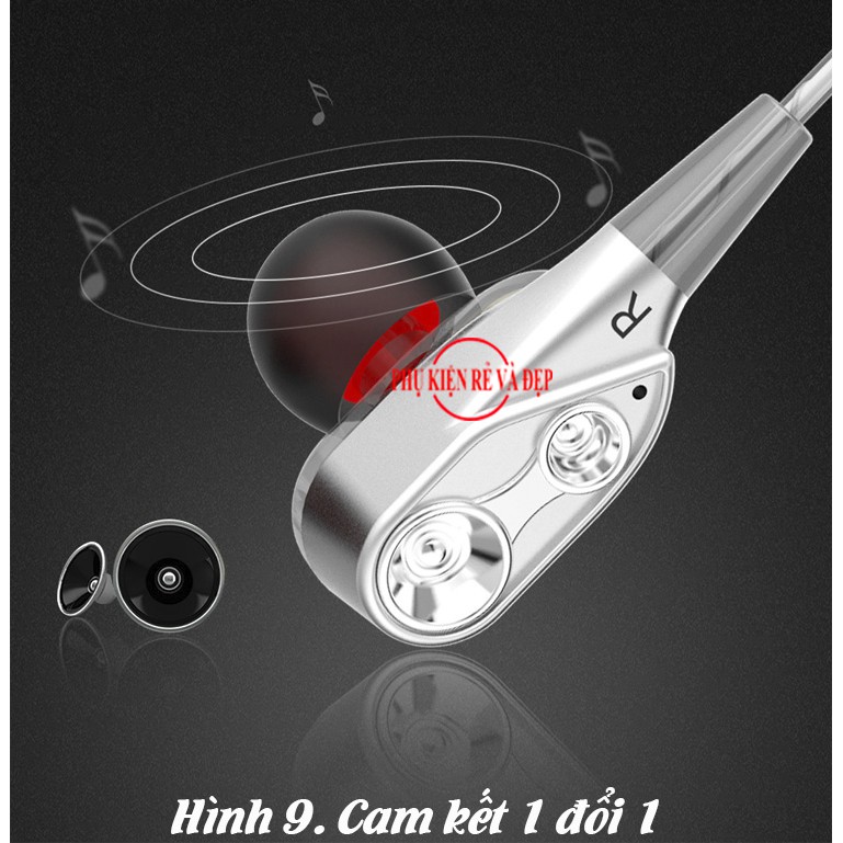 Tai nghe Hifi lõi kép 4 loa âm thanh sống động kèm mic đàm thoại + Mút tai