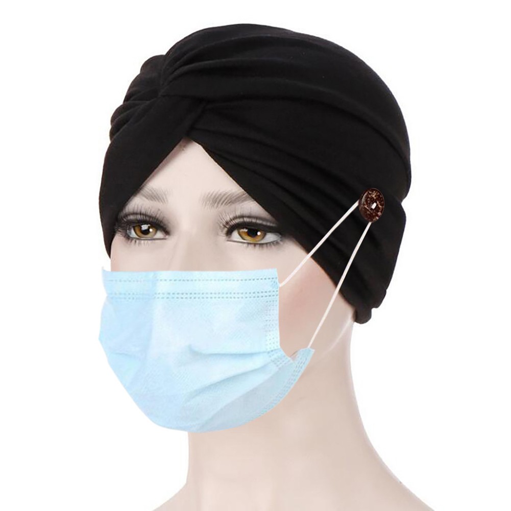 Mũ Beanie Mềm Thắt Nút Chéo Màu Trơn Thời Trang Cho Phụ Nữ Hồi Giáo