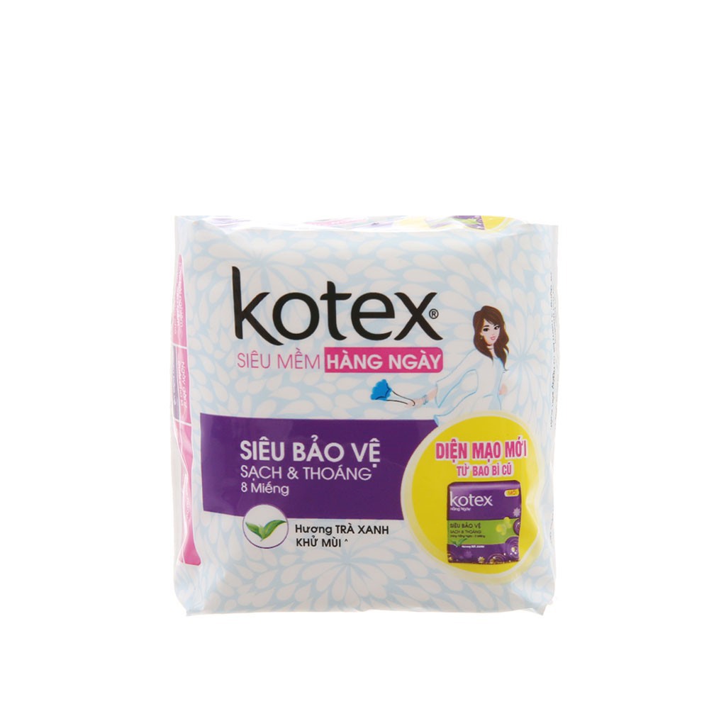 ComBo 2 Gói Băng Vệ Sinh Kotex Hằng Ngày Siêu Bảo Vệ - Mỗi Gói 8 Miếng - HSD Luôn Mới