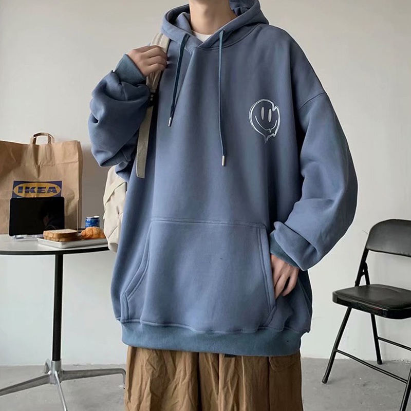 Áo hoodie dài tay in họa tiết mặt cười thời trang dành cho nam