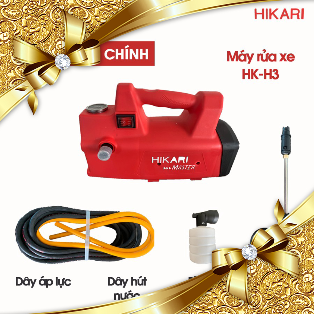 Máy Rửa Xe  Máy rửa xe mini I Máy rửa xe cao áp HIKARI 2000W HK-H3 - Có áp chống giật + Chống cháy Chất Lượng Cao