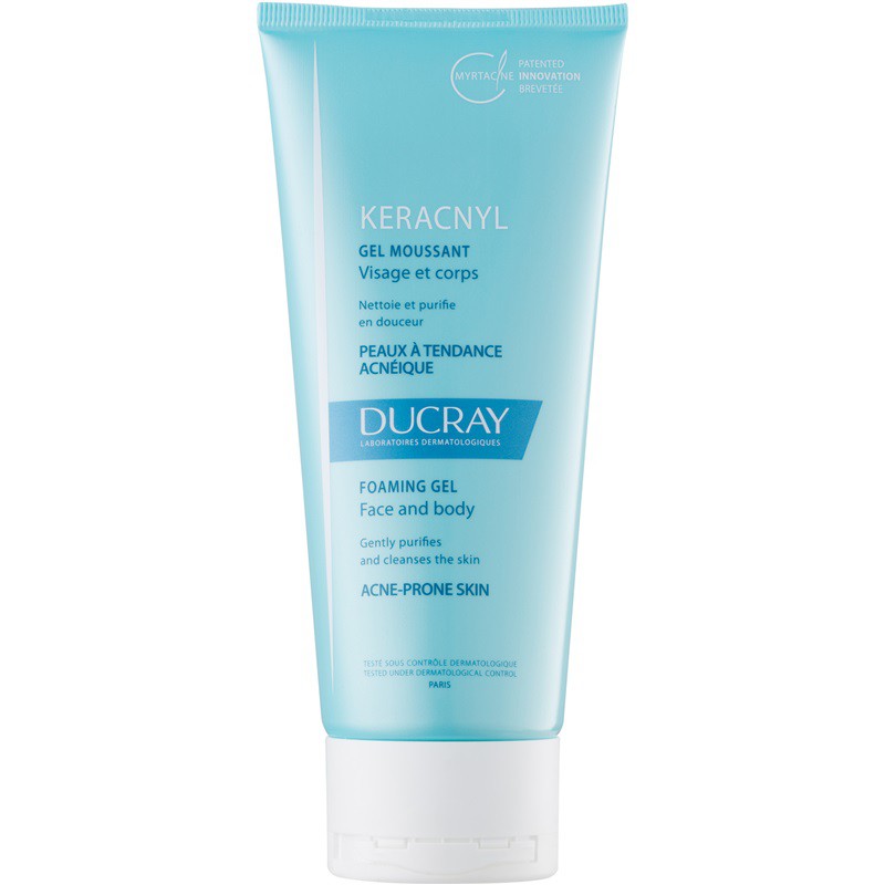 [Mã FMCGMALL - 8% đơn 250K] Gel rửa mặt cho da nhờn mụn Keracnyl Gel Moussant 200ml - Ducray