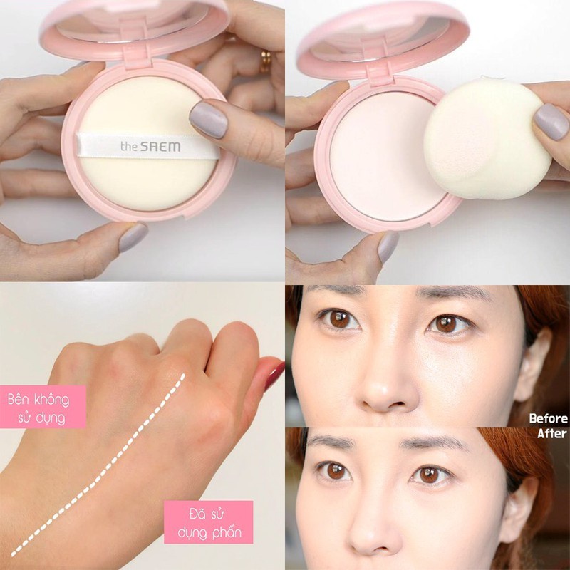 PHẤN PHỦ DẠNG NÉN CHE LỖ CHÂN LÔNG THE SAEM PERFECT PORE PINK PACT 12G CHÍNH HÃNG - 8720