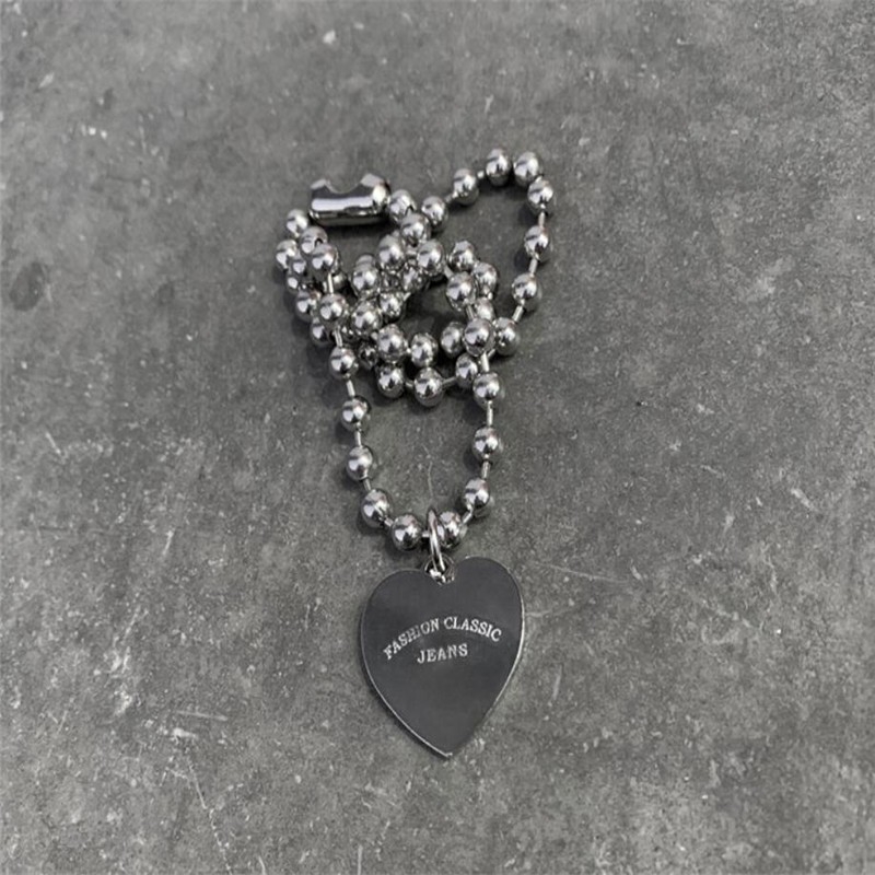 Dây chuyền phối mặt trái tim khắc chữ phong cách cổ điển cho cặp đôi