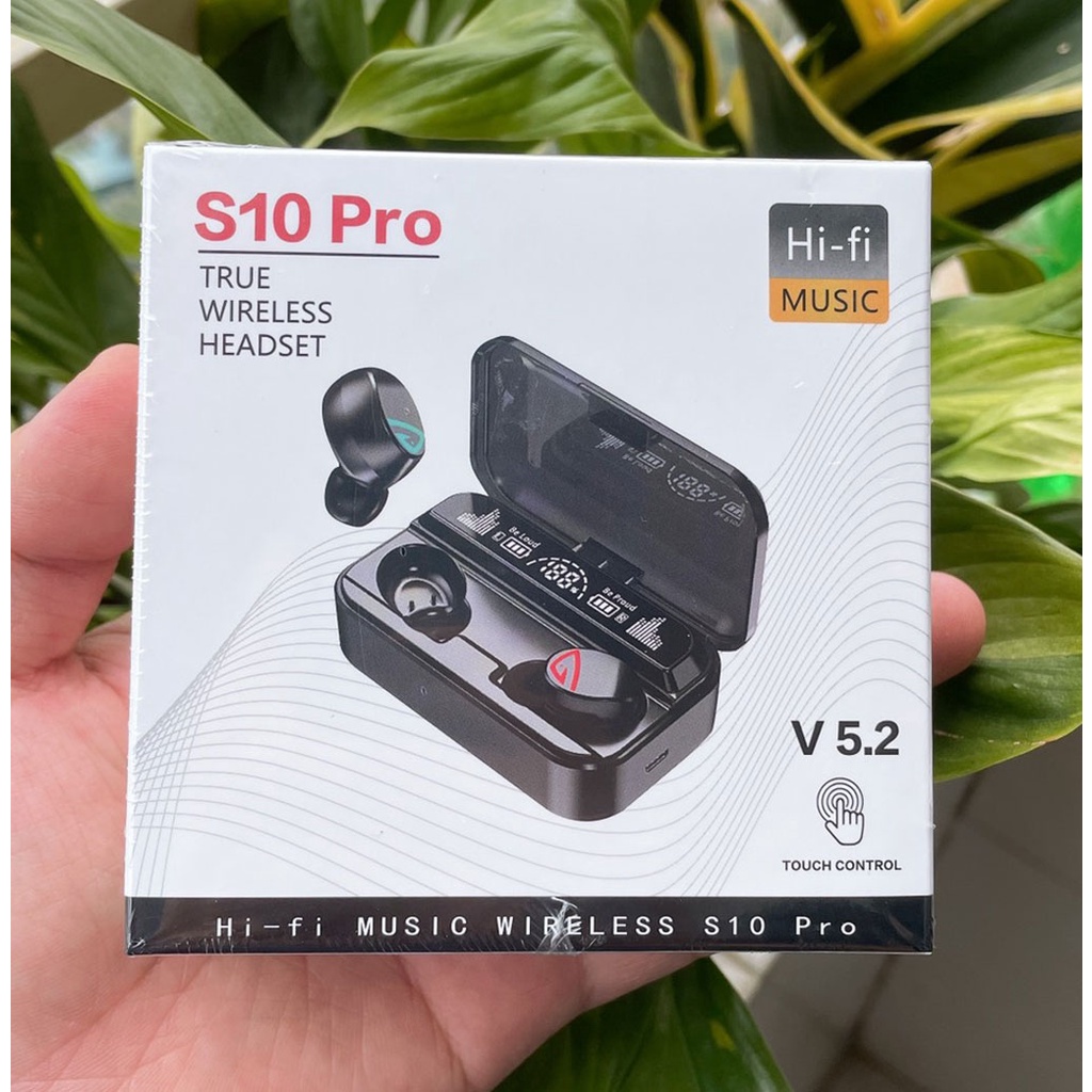 Tai nghe bluetooth S10 Pro cao cấp, cảm ứng, hỗ trợ đàm thoại, nghe nhạc, kiêm sạc dự phòng