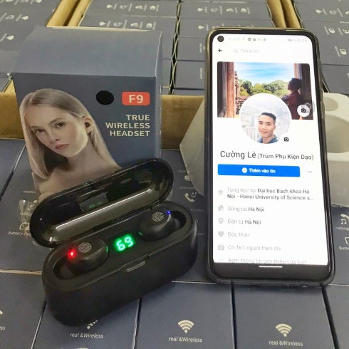 Tai nghe bluetooth không dây giá rẻ nhét tai gaming tws amoi f9 in ear chính hãng chống ồn chống nước có mic nghe nhạc
