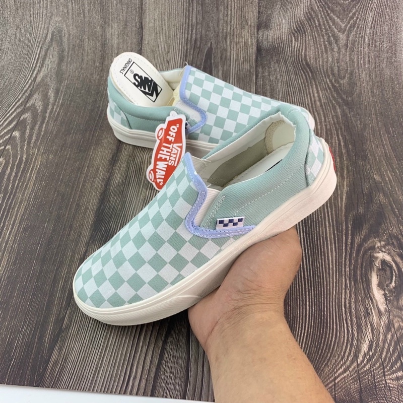 | CÓ SẴN - ẢNH THẬT | Giày thể thao vans caro xanh mẫu mới 2022 full box - bill giấy gói tặng kèm tất