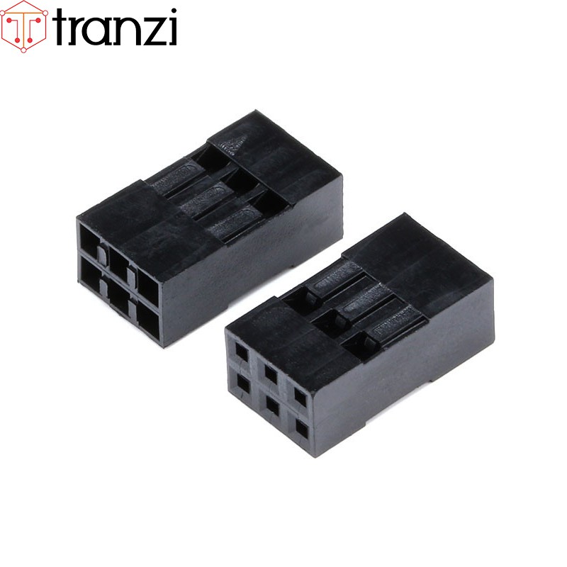 Vỏ header 2.54mm dupont 2x3P 14mm đen - túi 50 cái