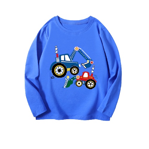 Áo phông dài tay cho bé trai chất cotton In hình máy xúc  từ 7-28kg - SUMO KIDS
