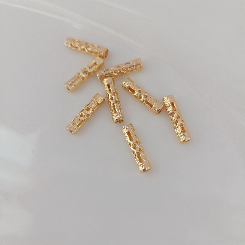 [Little Blu] Bộ 10 Hạt Đồng 14K Màu Sắc Rỗng Dùng Làm Đồ Trang Sức diy