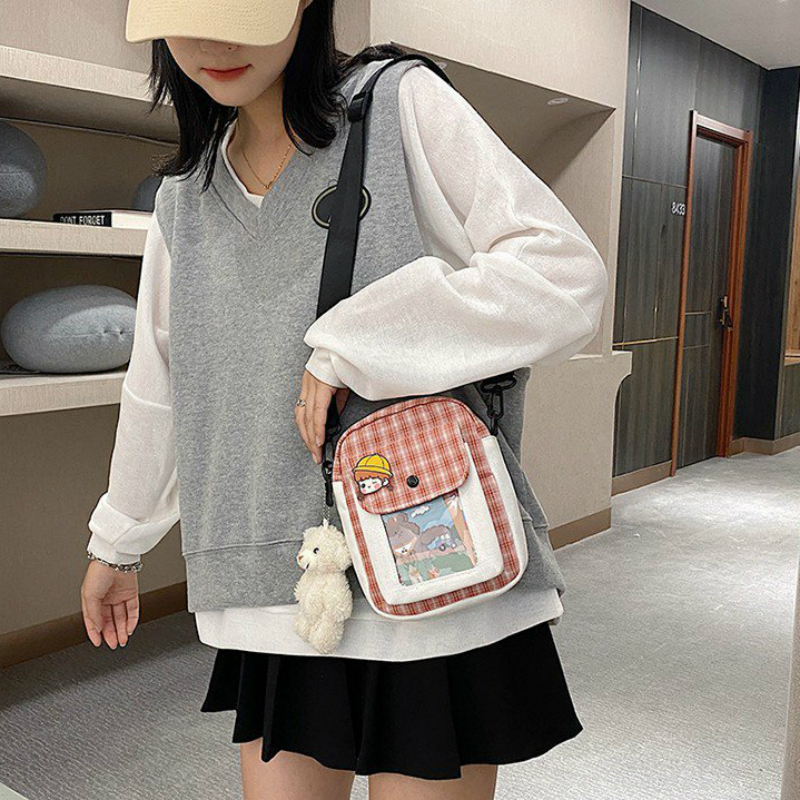 Túi đeo chéo họa tiết sọc caro xinh xắn thời trang 2021 cho nữ | BigBuy360 - bigbuy360.vn