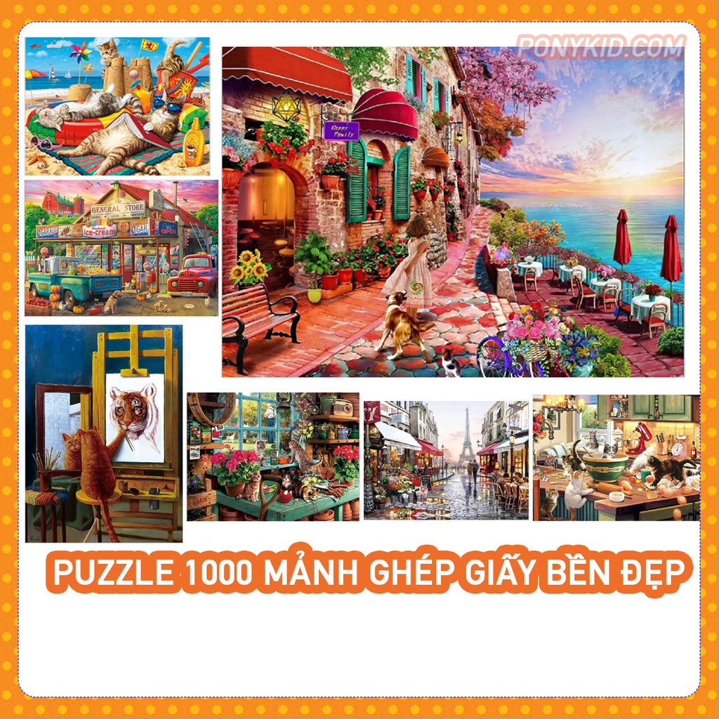 [Deal Hot] Tranh 1000 Mảnh Ghép Giấy Bồi Cao Cấp KT 70x50 cm/Puzzle 1000 Mảnh/Tranh Ghép Hình Cho Bé Từ 7 Tuổi