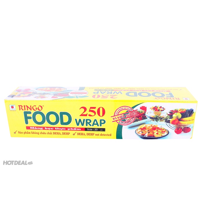 Màng bọc thực phẩm Ringo hộp R200/ R250/ R400/ R450 bảo quản thực phẩm vệ sinh,an toàn -có thanh cắt tiện lợi