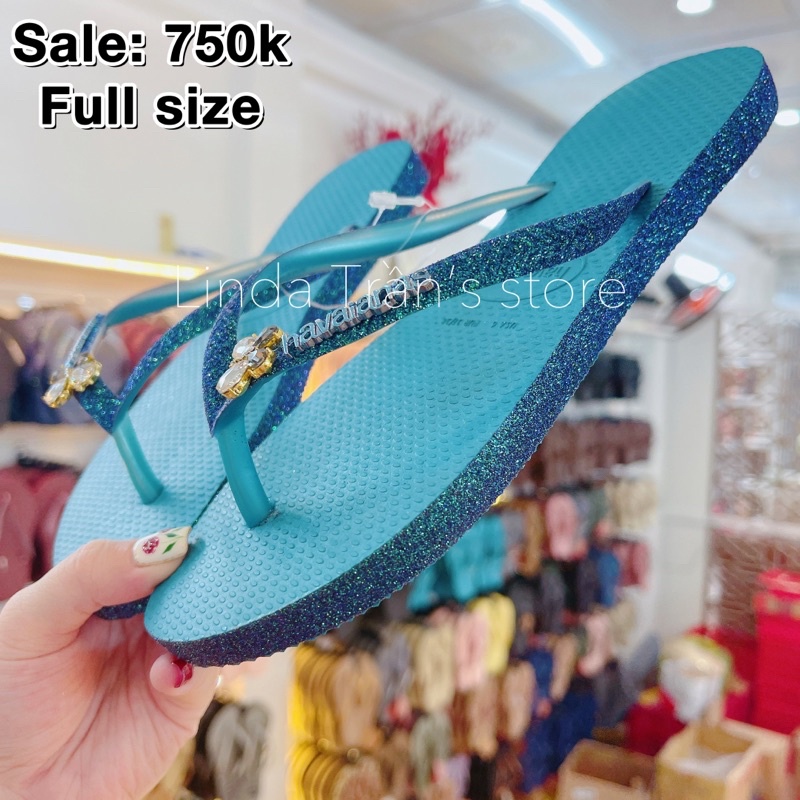 dép HVN kim tuyến viền mix charm nhỏ