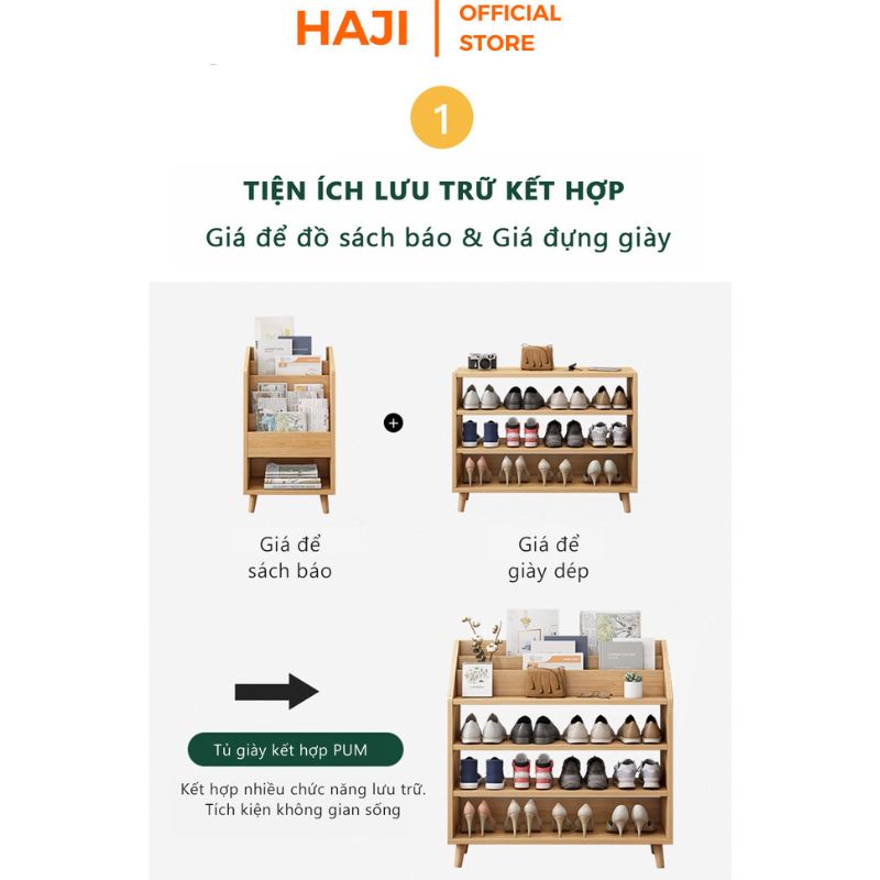 Tủ giày gỗ HAJI thoáng khí chống ẩm sức chứa 22 đôi giày không làm mất form A160