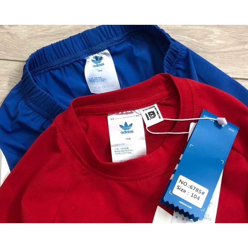 Bộ cộc Adidas xanh đỏ hàng cao cấp 3-9Y